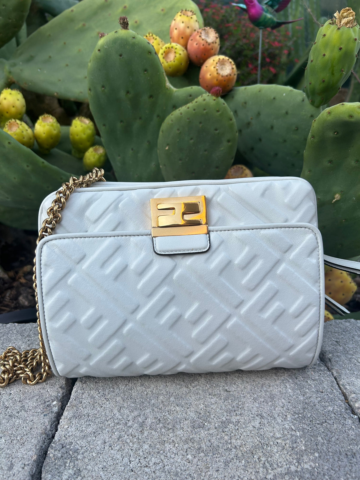 Fendi Zucca Upside Down Leather Handbag