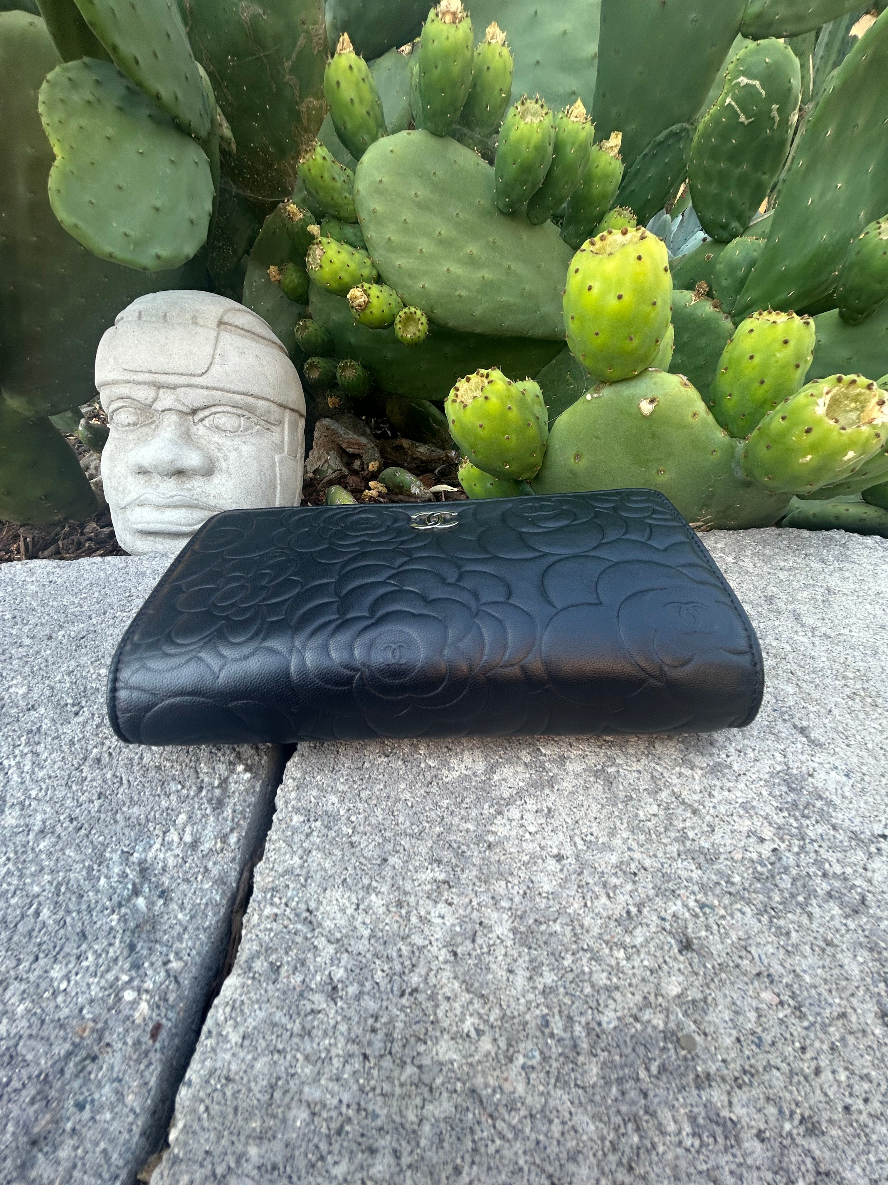 Chanel Lambskin Camellia WOC Black