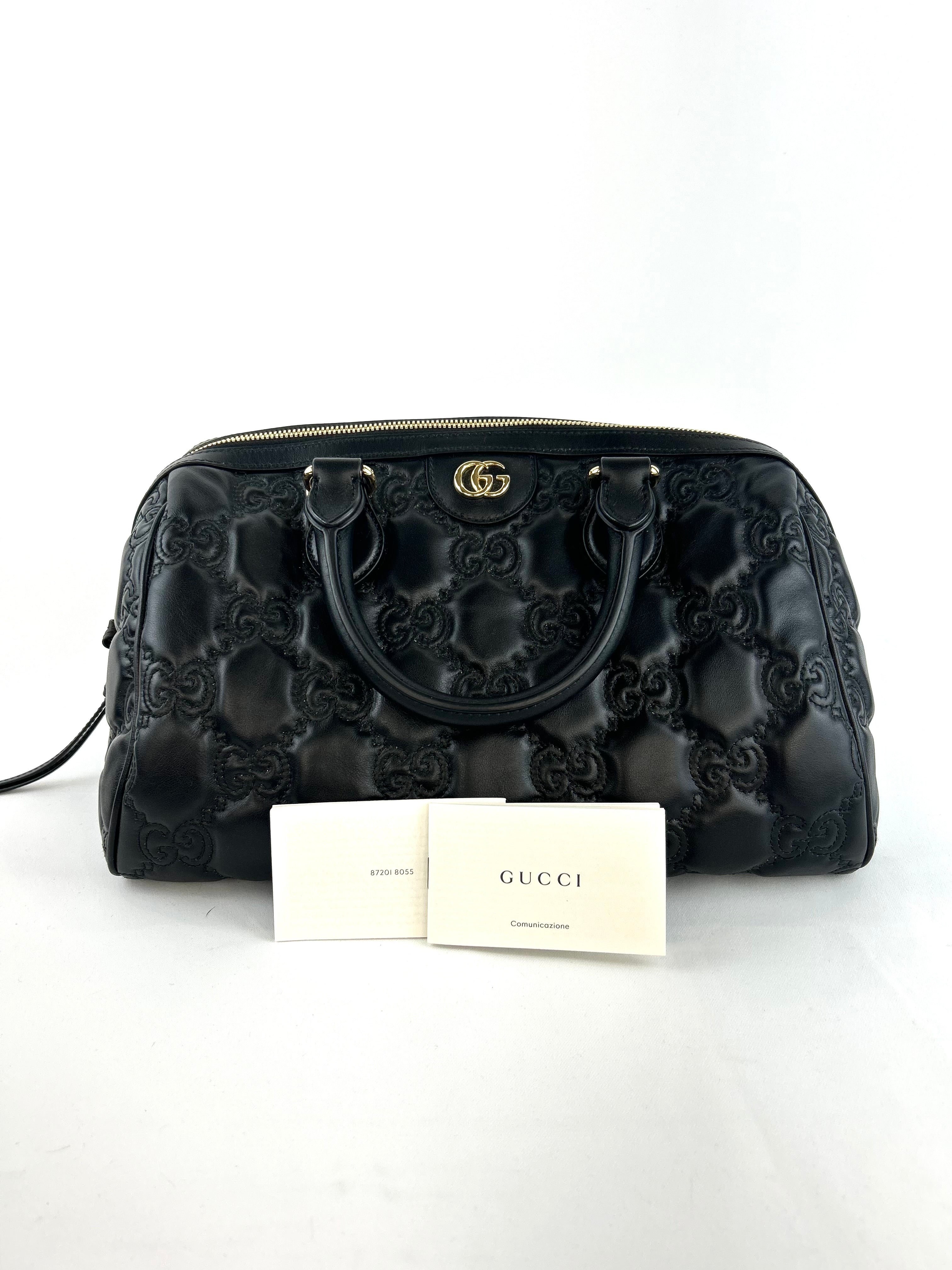 Gucci Matelasse Leather Boston Handbag